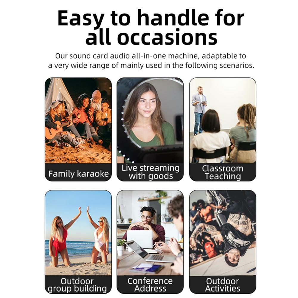 Sound Card & Audio Podcast Equipment Portable Karaoke Machine Multifunctional Rechargeable BT Sound