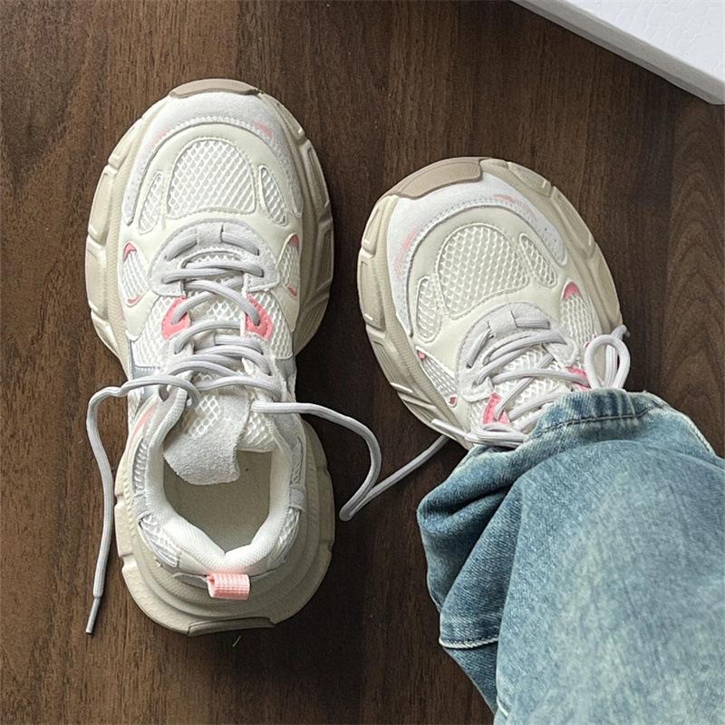 

Fashion Dad Shoes Women s 2024 Spring/Summer Collection Mesh Thick Bottom Height Increasing Casual Versatile Sports Shoes 40 розовый