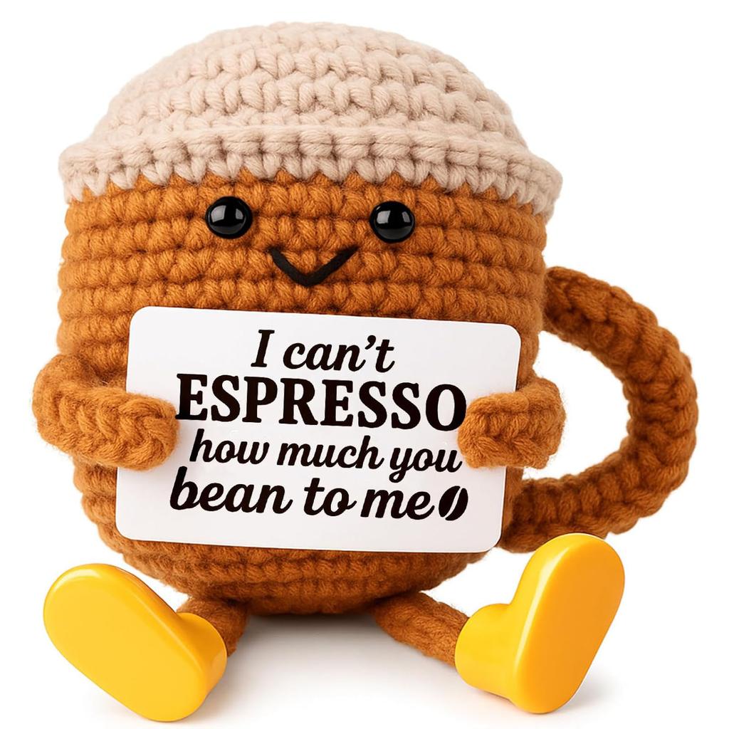 New Funny Emotional Support Positive Crochet Cake Doll Christmas Home Decoration Handmade Knitted Cake Desk Ornament