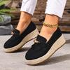 Mocassini da Donna Autunnali Comodi con Zeppa in Canapa, Decorazione Colorata con Perline Boemia, Nappine alla Moda, Scarpe Slip-On in Suede