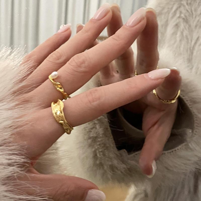 Chic Modern Geometric Design Open Adjustable Finger Ring For Women Elegant Copper Accessory