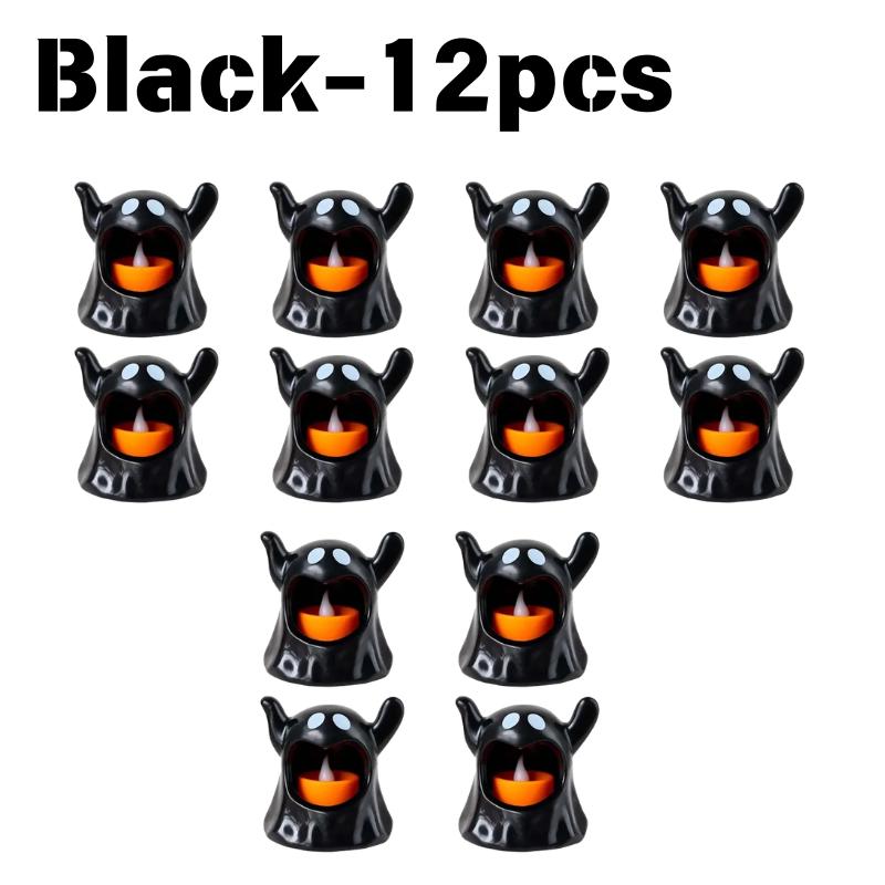 Halloween Ghost LED Candle Light Flickering Candle Lamp Black White Ghost Tealight Horror Table Decor for Party Haunted House