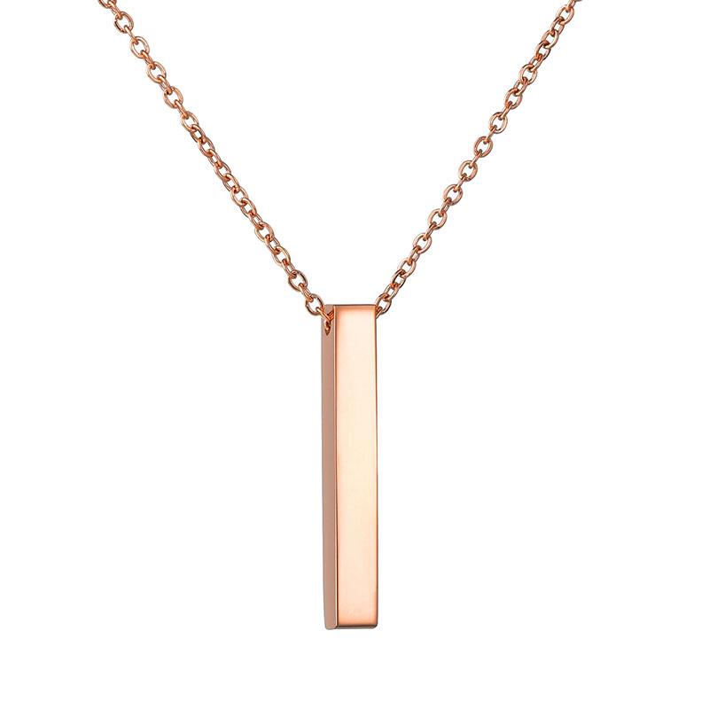 Custom Engraved Minimalist Cylinder Bar Necklace in Stainless Steel