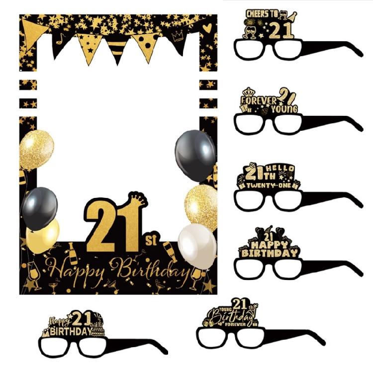 Birthday Party Photo Frame Glasses Set Birthday Party Decoration for Teen Family Birthday Celebration Party Decoration