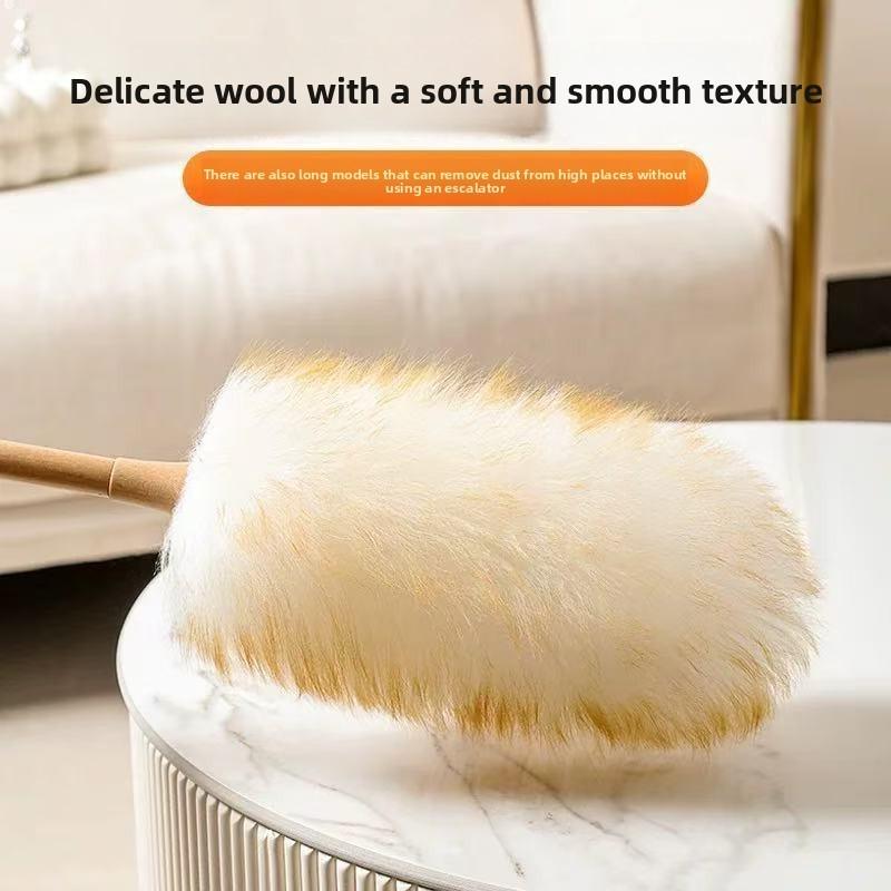 Wool Duster Electric Static Cleaner With Wooden Handle For Home And Office Dust Removal