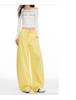 Women's American-Style Wide-Leg White Jeans: Autumn/Winter Pleated Casual Straight Floor-Length Pants