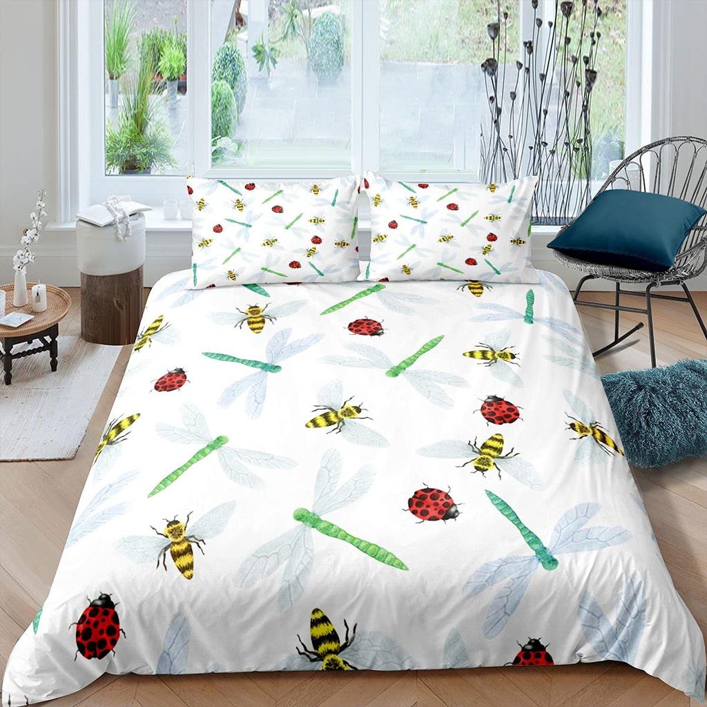 3D Ladybug Printed Soft with Soft Fabric Duvet Cover - Flying Entomology Theme, for Children Kids, Young Boys & Young Girls