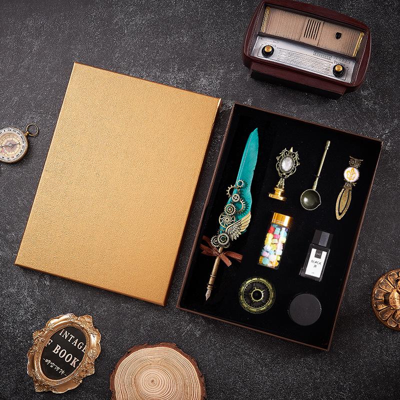 Set stilou Duker: Pană elegantă europeană retro pentru caligrafie cu ceară de sigiliu, perfectă pentru exersarea caligrafiei și prezentare în cutie cadou.