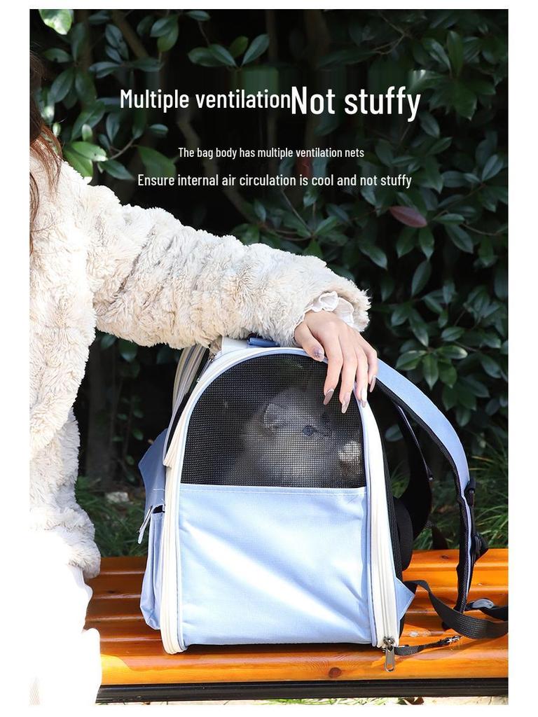 Portable Cat Carrier Backpack: Breathable, Foldable, Double-Shoulder Bag for Pets
