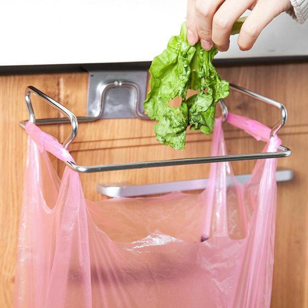 Unique Door Back Garbage Bag Rack Home Cabinet Rag Hanging Rack Household Kitchen Tool