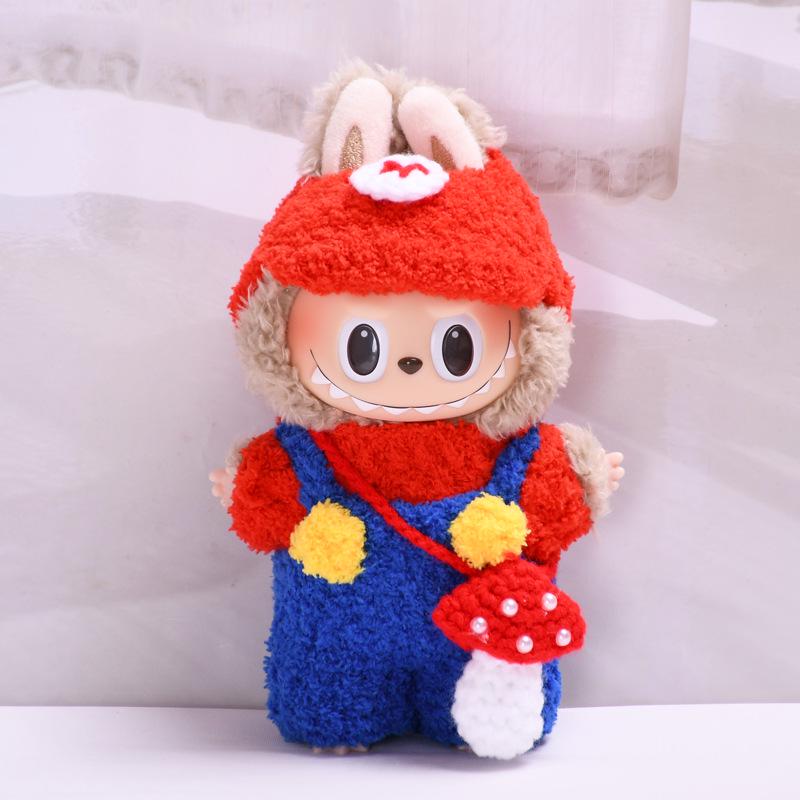 17cm Labubu Changeable Plush Set: Frog, Pig, Pendant, Snowman Doll Outfits for Christmas