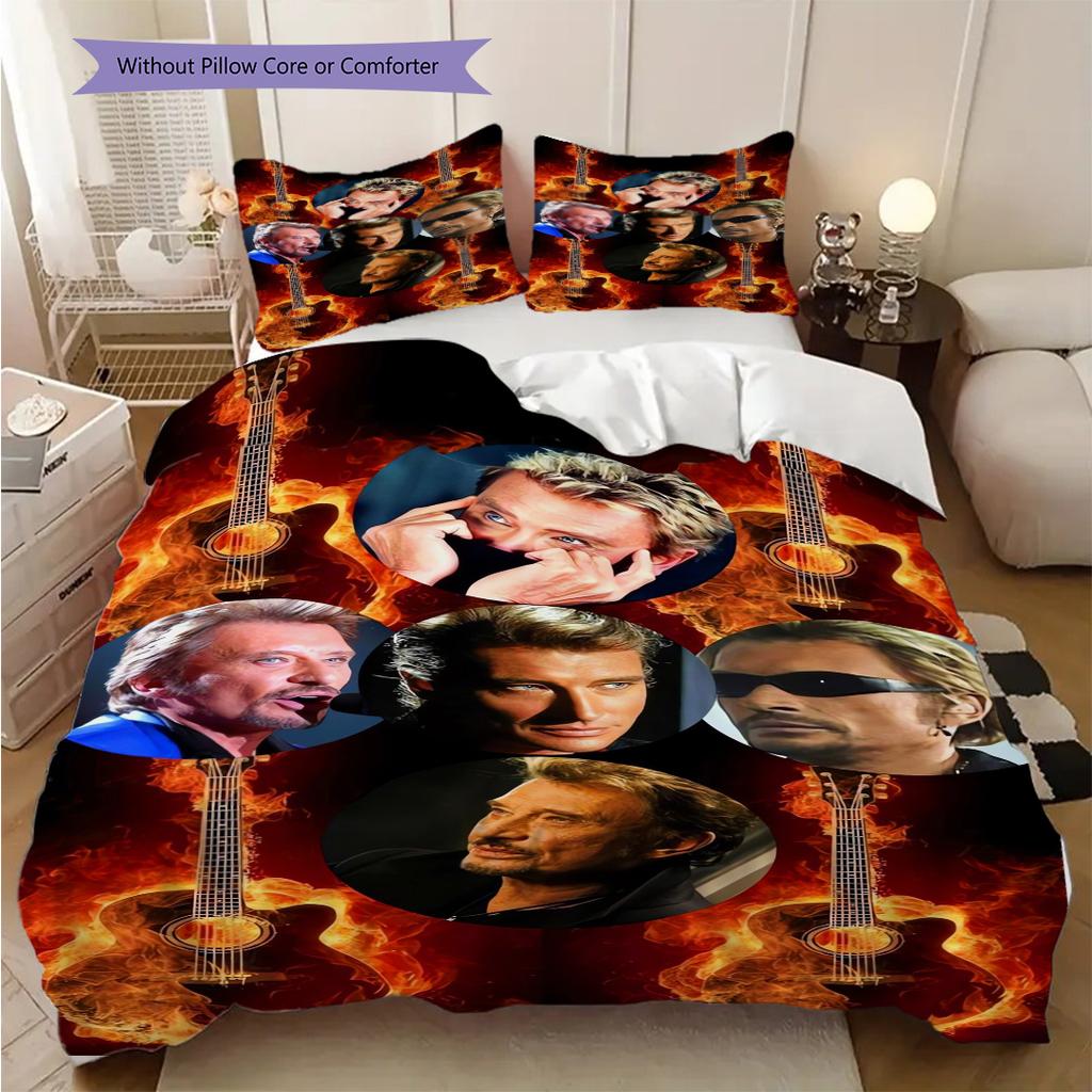 Rock Legends Fire Guitars Bedding (1 * duvet cover + 2 * pillowcase, without core) 2D Flat Soft and comfortable Duvet cover and pillowcase