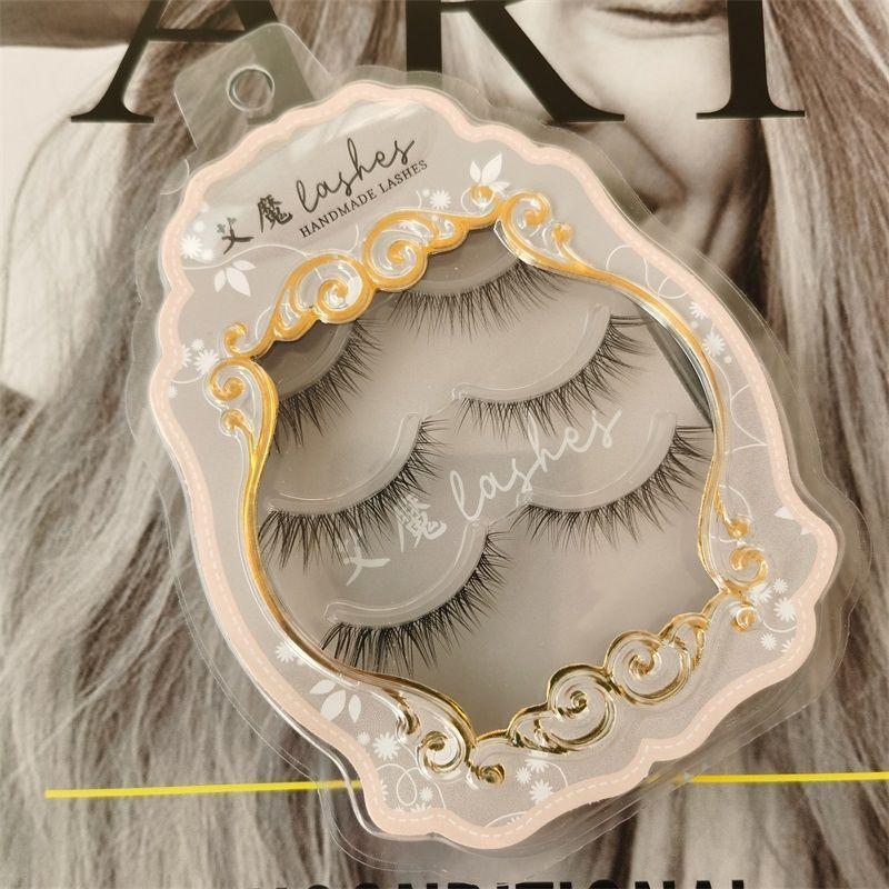 Aimo - Set aus 3 Paar: Natürliche, zarte künstliche Wimpern