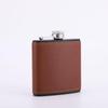 Vintage Red-Brown 6oz Metal Hip Flask with Faux Leather Cover