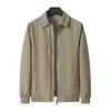 Men's Khaki Lapel Collar Zip Up Lightweight Business Casual Jacket