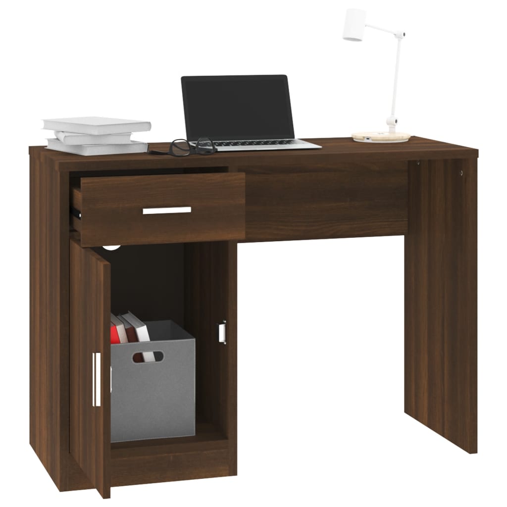 Desk with Storage Space Brown Oak Effect 100 x 40 x 73 cm