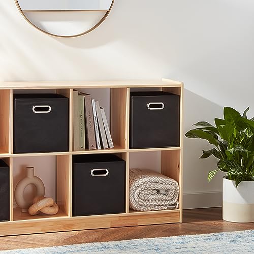 Amazon Basics Foldable Fabric Storage Boxes with Handles, Black, Set of 6