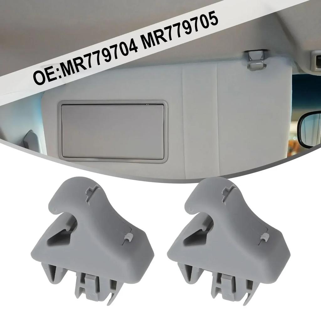 2pcs SUN VISOR HOLDER CLIPs Gray/ Beige ABS Retainer Fit For Mitsubish For Pajero 2000-2006 #MR779704/ MR779705 Auto Fastener