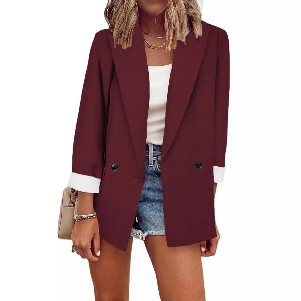 2026 European/American Fashion Solid Color Long Sleeve Jacket - Spring/Autumn Suit