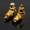 2x Female Male To Female Right Angle 90 Degree Audio Adapter Connector Gold