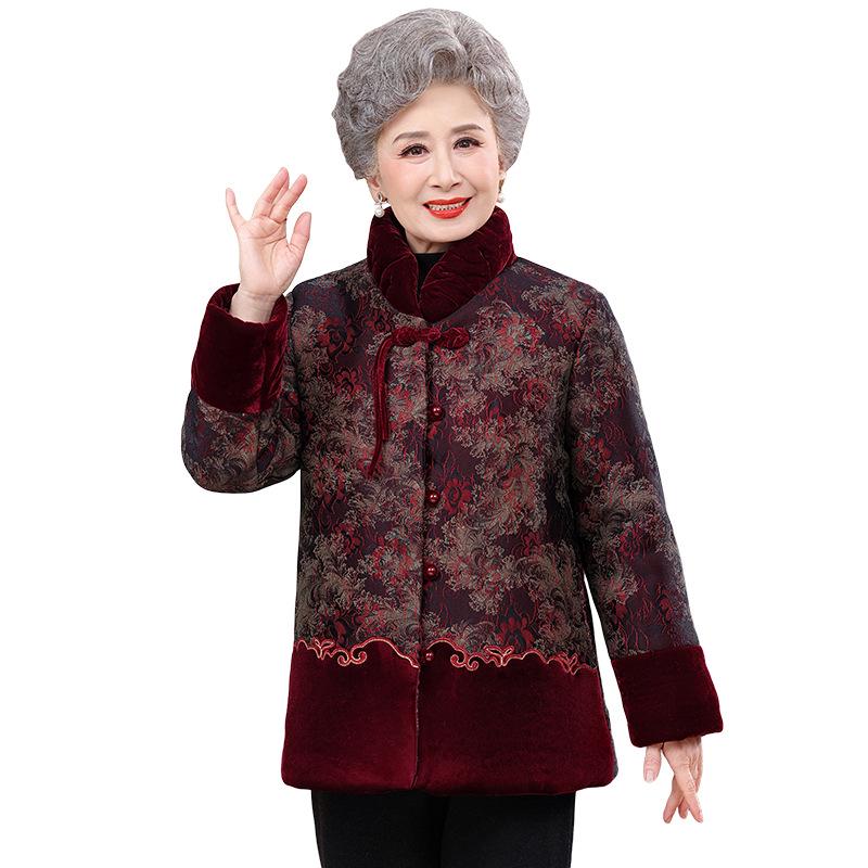 2025 Women's Winter Short Cotton Jacket - Plus Velvet, Thickened for Middle-aged & Elderly