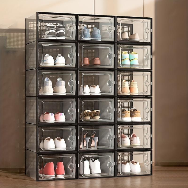 6pcs Thickened Shoe Boxes Sneaker Display and Storage Stackable Shoes Rack Storage Bins for Hats and Clothes Dustproof Organizer
