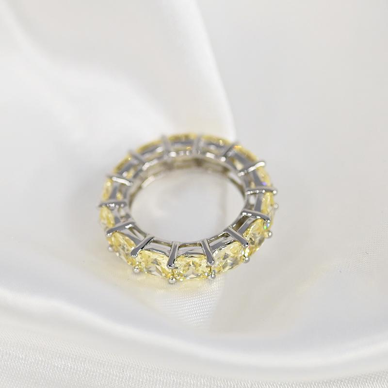 OEVAS Full 5*5mm High Carbon Diamond Wedding Rings S925 Silver Plated Gold for Women Eternity Ring Party Fine Jewelry Gift