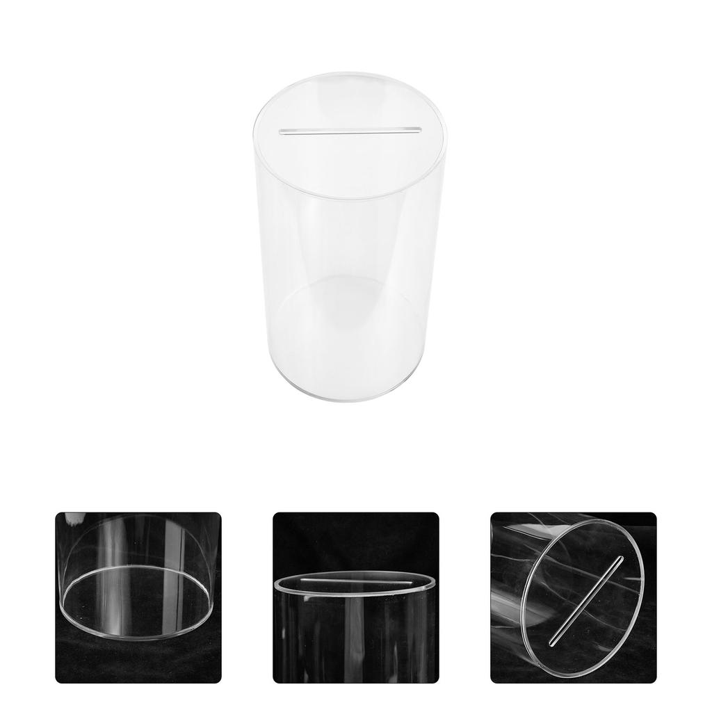 Transparent Piggy Bank Desktop Saving Pot Clear Money Kid Room Decoration Cylindrical Child