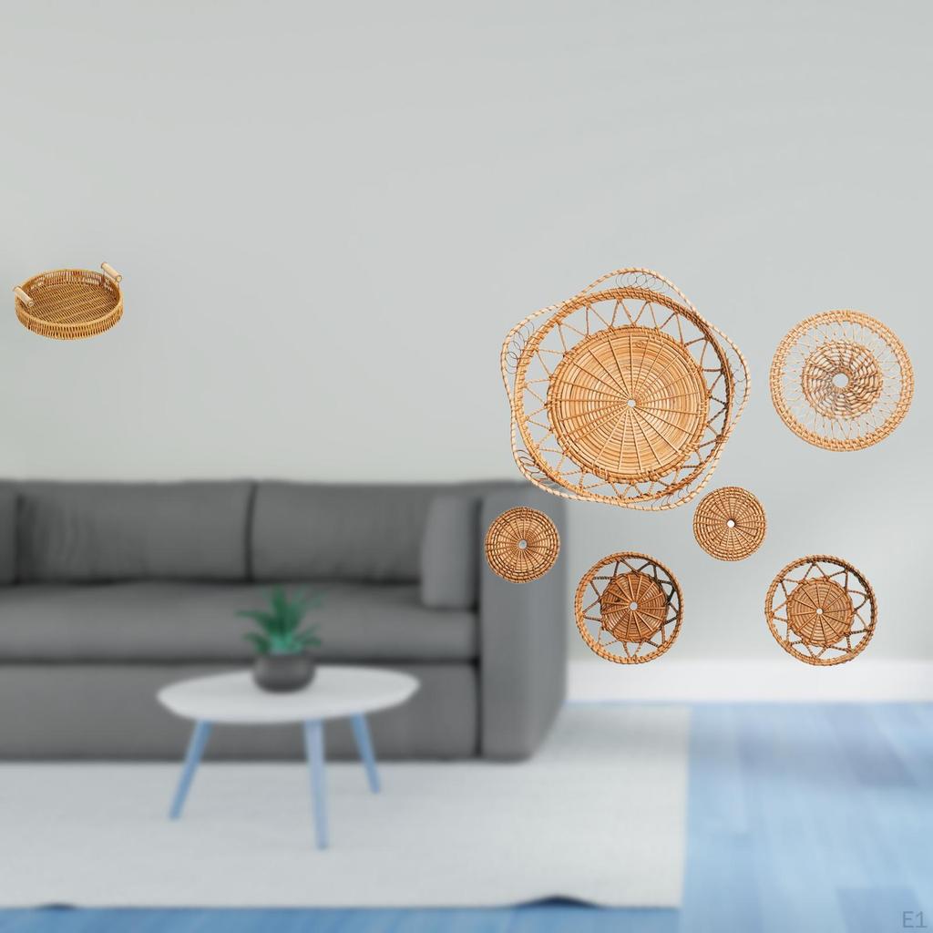 Woven Fruit Basket Wall Hanging Decor Snack Serving Bowl Rattan Art Bread Plate Ornaments for