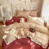 Spring/Summer Washed Cotton Lace 4-Piece Set - Retro French Princess Style for Student Dormitories