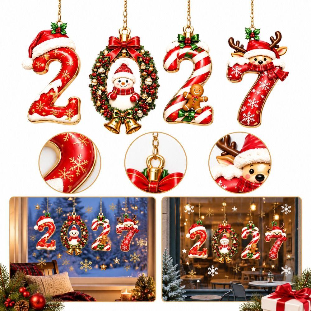 Static Cling 2027 Window Sticker PVC Holiday Window Decal Glass Window Cling Holiday Home Decor