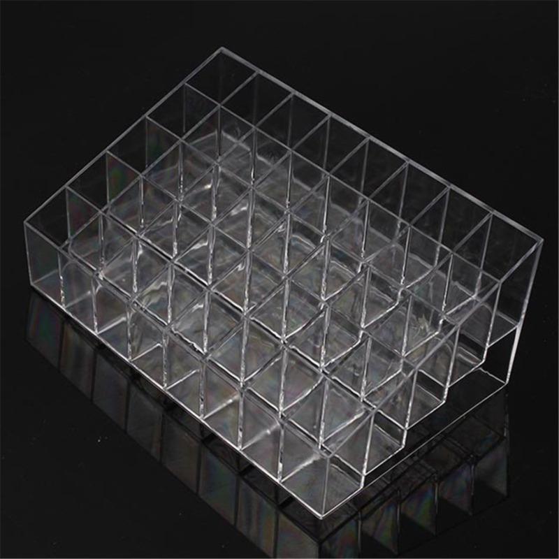 Trapezoid Clear Makeup Display 40 Lattices Lipstick Stand Case Cosmetic Organizer Holder Box