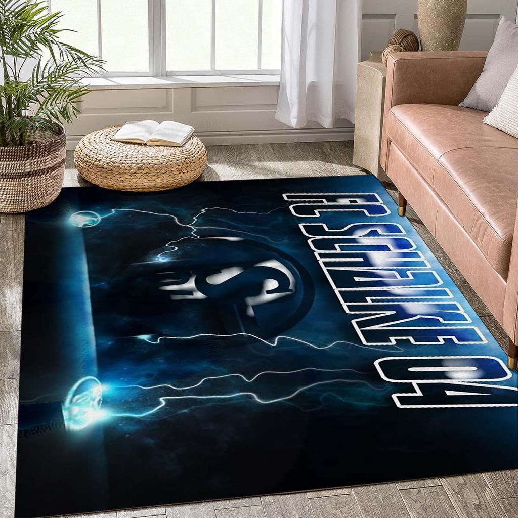 Schalke 04 Football Field Outline Rug, Anti-Slip Floor Mat with Official S04 Crest Print, Sports Decor Carpet for Fan Cave & Bedroom