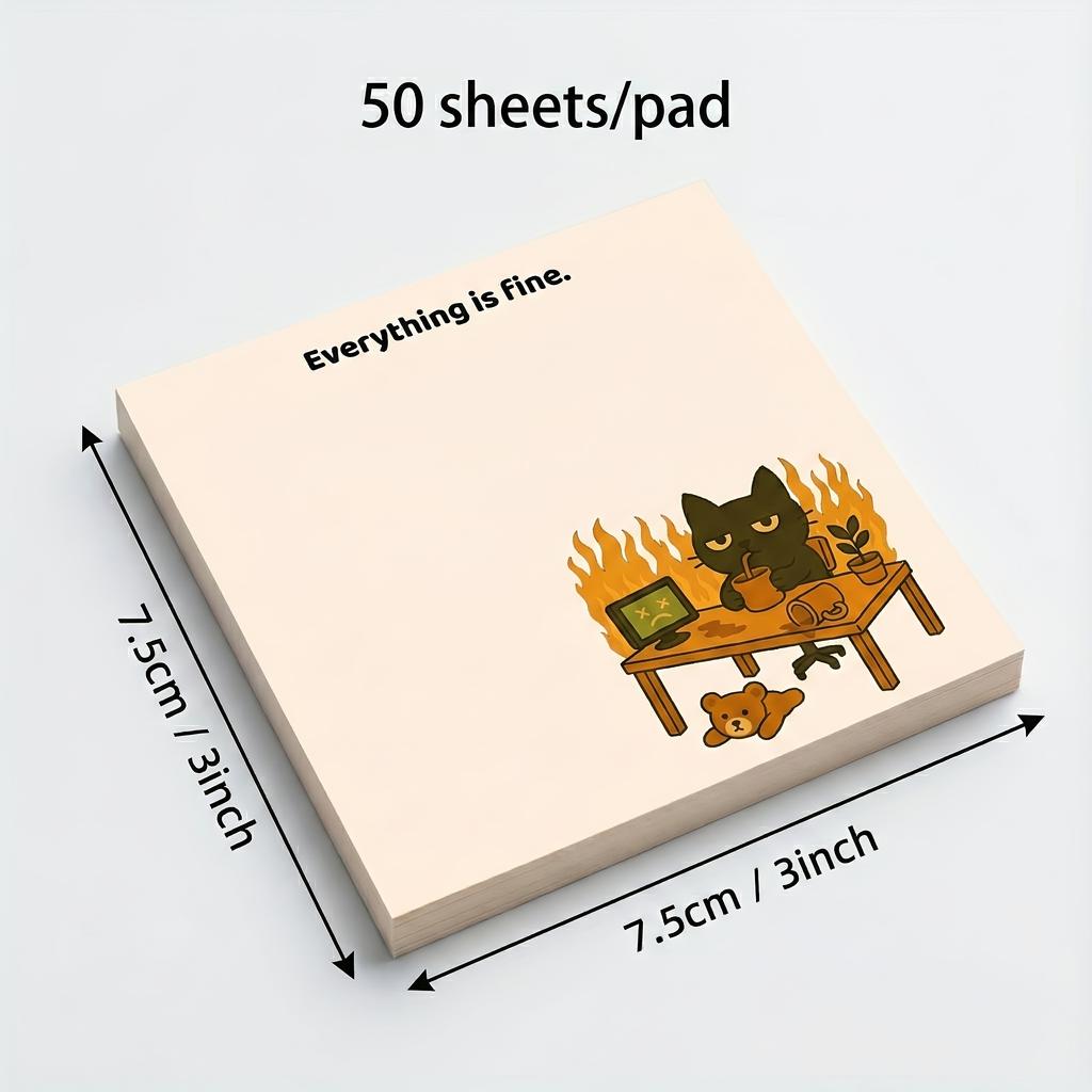 200sheets Relatable Sticky Notes | "Everything is Fine" & "Motivation Not Found", Funny Office Stationery for School Supplies
