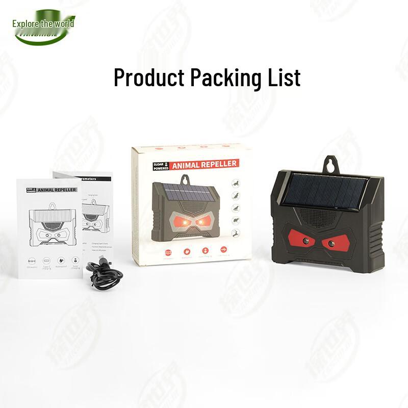Solar-Powered Ultrasonic Animal Repeller with LED Strobe