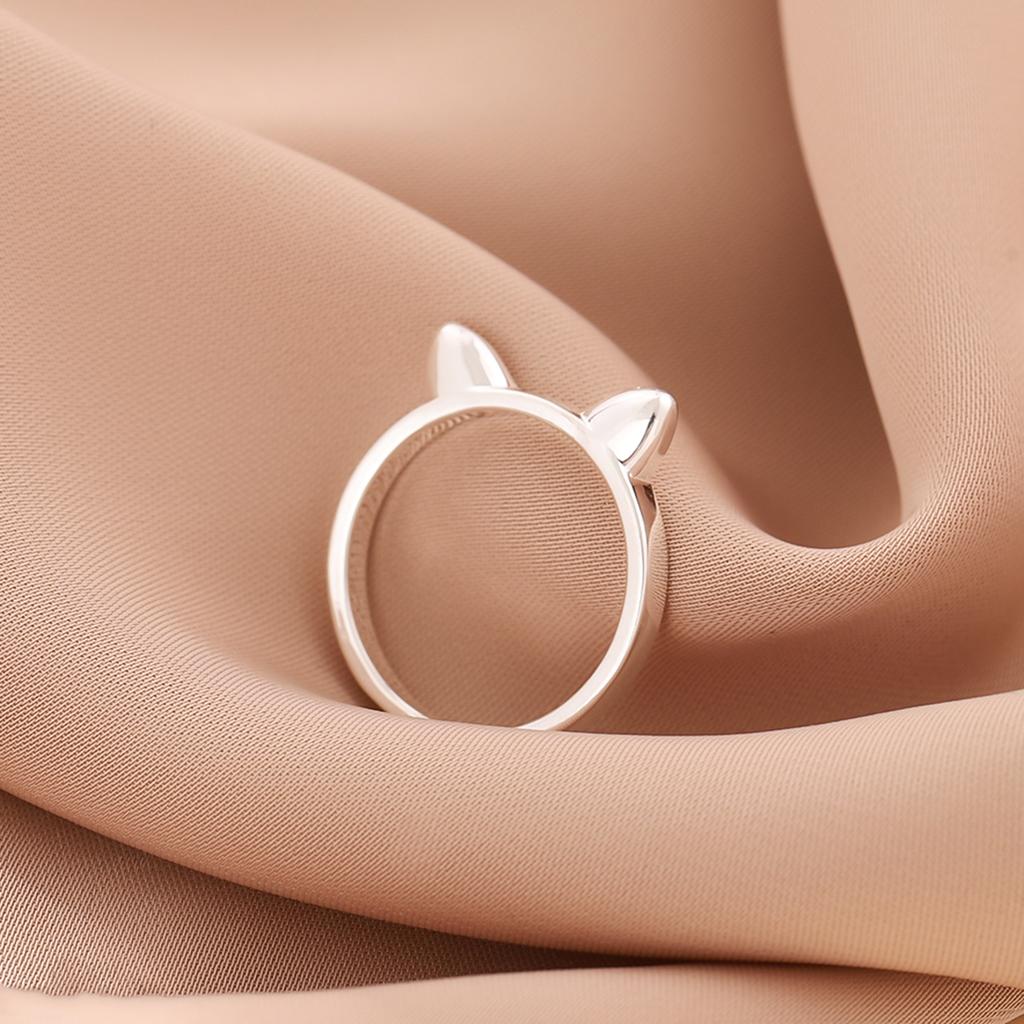 New Fashion 925 Sterling Silver Jewelry Exquisite Aesthetic Small Fresh Cute Cat Ears Animal Opening Rings R006