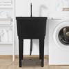 Black Freestanding Laundry Utility Sink with Rotatable 360° Faucet & Soap Dispenser, Modern Rectangular Tub for Laundry Room