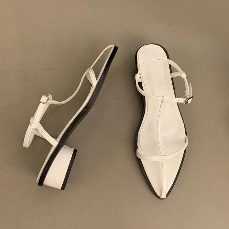 Elegante Spitzschuh-Sandalen mit Absatz Damen Mittelhoch Absatz Schnallenschuhe 2025 Neue Mode Pumps Klobig Kleid Sommer Sandalias De Mujer