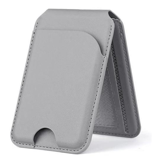 

Карман для карточек для iPhone 16/15/14/13/12 для Mag-Safe Wallet, легкий магнитный кошелек для телефона серый