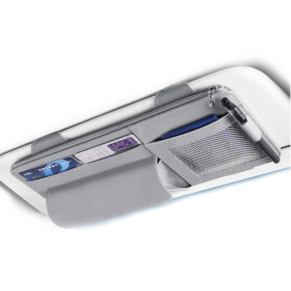 MORYTRADE Sun Visor Storage Pocket with Glasses and Card Gray Holder,