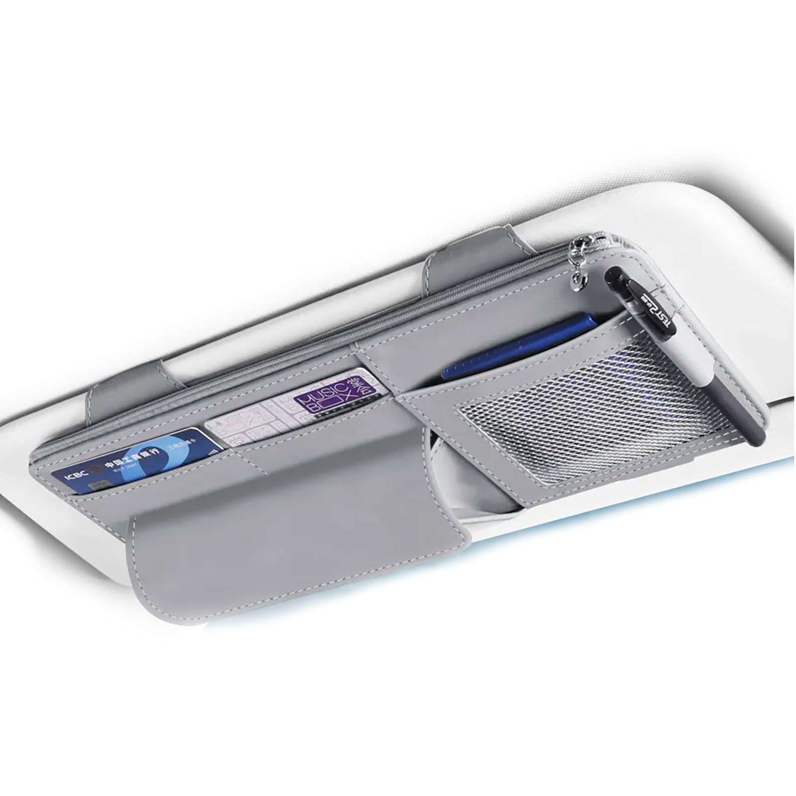 

MORYTRADE Карман для хранения солнцезащитного козырька с держателем для очков и карт, серый серый