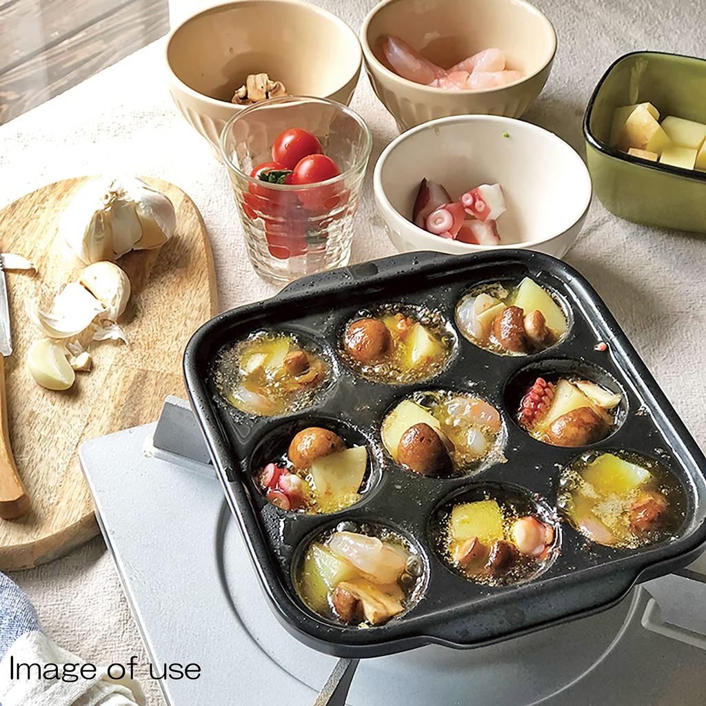 Saji Pottery Banko Ware Takoyaki Direct Heat 19 x 21 Made in Black Pan, Safe, Ceramic, Approx. cm, Black, Japan, 21-102