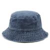 Bucket Hat Solid Color Washed Vintage Anti-UV Sunscreen Decorative Denim Unisex Women Men Cap Headwear