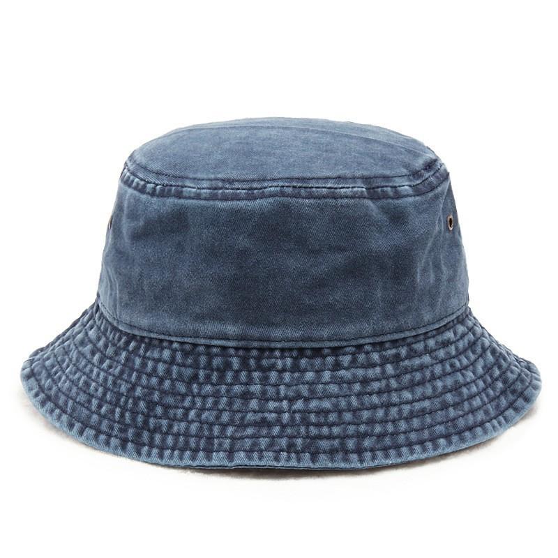 Bucket Hat Solid Color Washed Vintage Anti-UV Sunscreen Decorative Denim Unisex Women Men Cap Headwear