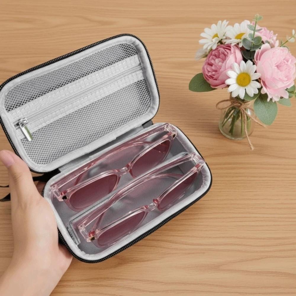 Portable 2/4 Slots Glasses Organizer Large Capacity Oxford Cloth Glasses Storage Box Anti-lost Anti-splash Water