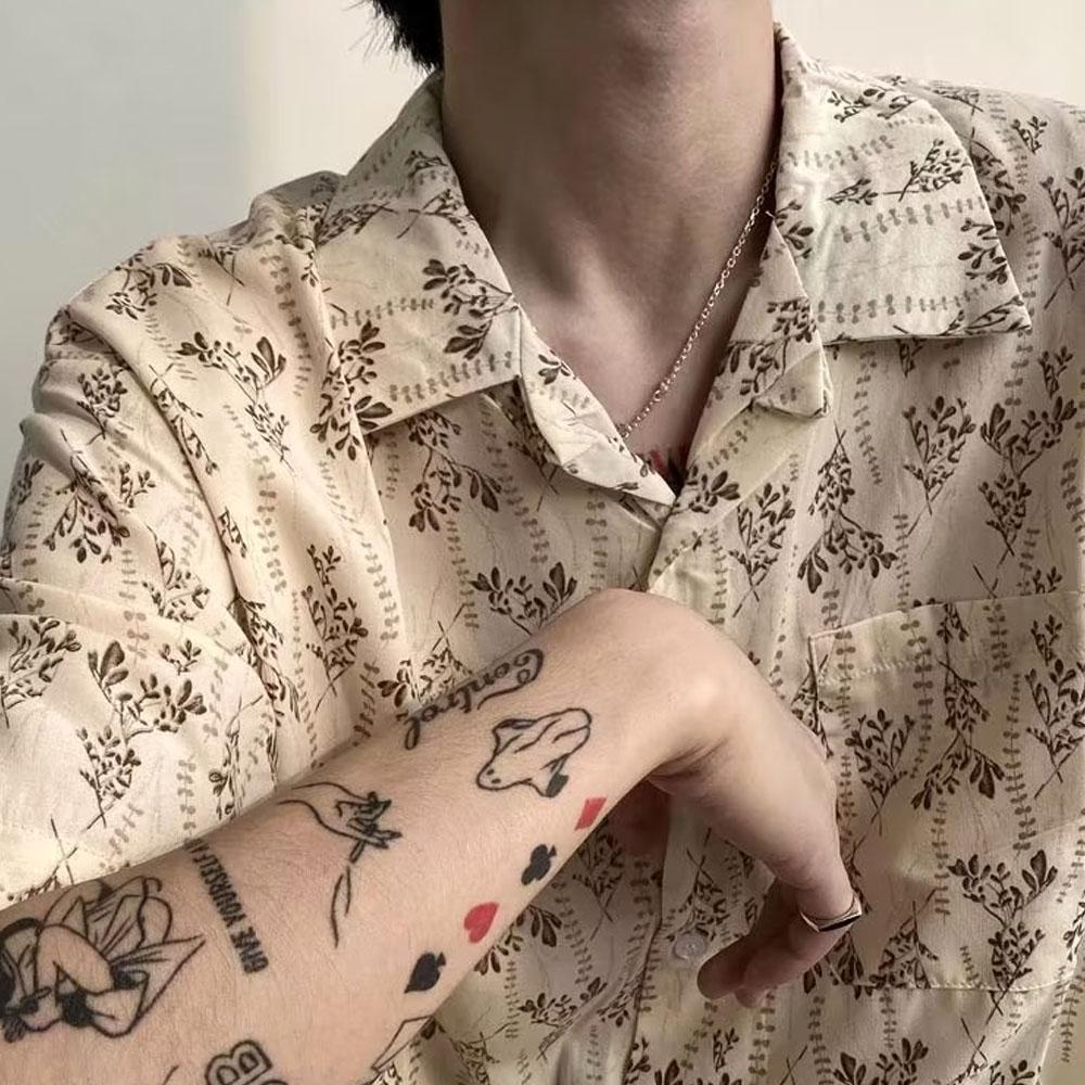 Japan Men's Vintage Quick Dry Ice Silk Beach Shirts Hip Hop Summer Clothes Shirts Tops Men Fashion Harajuku Tops Streetwear