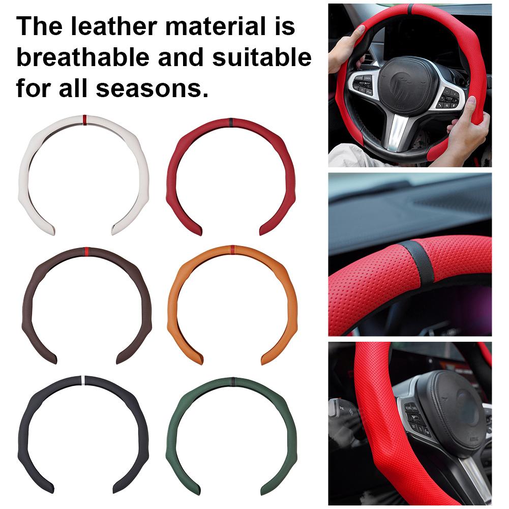 Universal Car Nappa Leather Steering Wheel Cover Breathable Shaping Cover 5D Premium Car 2026 Plastic Car Handle 5D Suede S H1N0