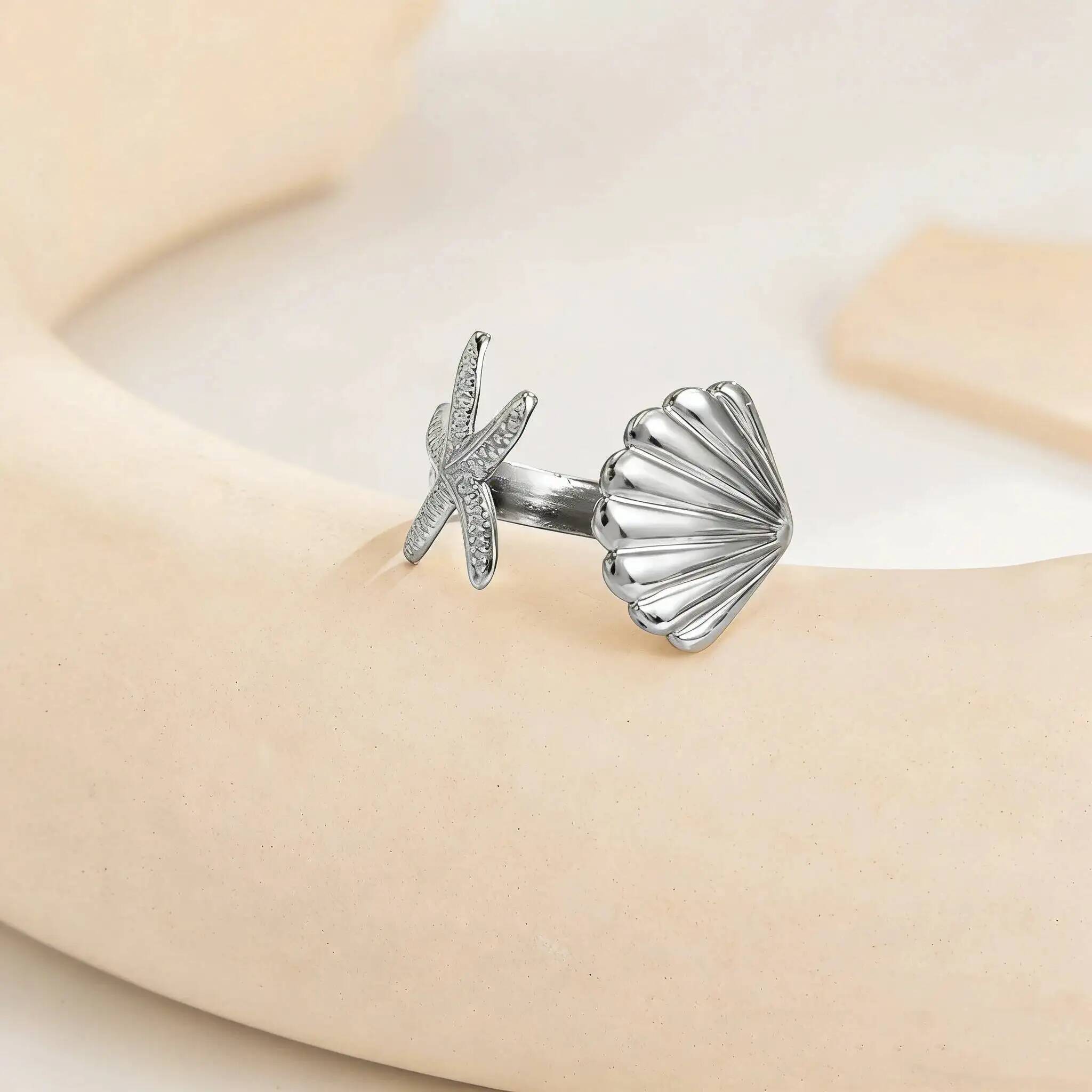 

Ingemark Vintage Stainless Steel Flower Heart-shaped Starfish Open Rings Women 2026 Exquisite Geometric Ring Daily Jewelry Gifts