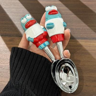 Cute Cartoon Fish Spoon Creative Cool Fish and Boxing Fish Spoon Home Utensils Soup Rice Fruit Long Handle Dessert Spoon