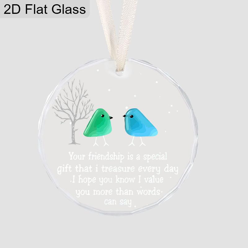 Friendship Transparent Glass Pendant, Best Friendship Souvenir, Ornament Gift for Besties, Navidad Keepsake, Holiday Party Decor, Friendship Gift